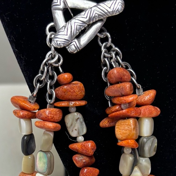 Silpada Retired Coral and Abalone Bracelet, Earring and Necklace Set - Picture 2 of 8